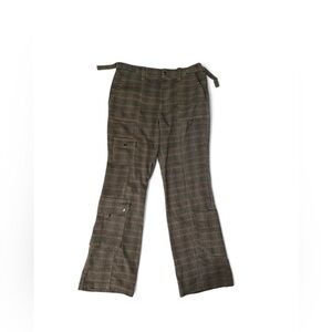 Urban Outfitters Y2K tan and black wide leg plaid cargo pants in size 8